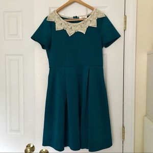 Modcloth Freeway Teal Collared Dress